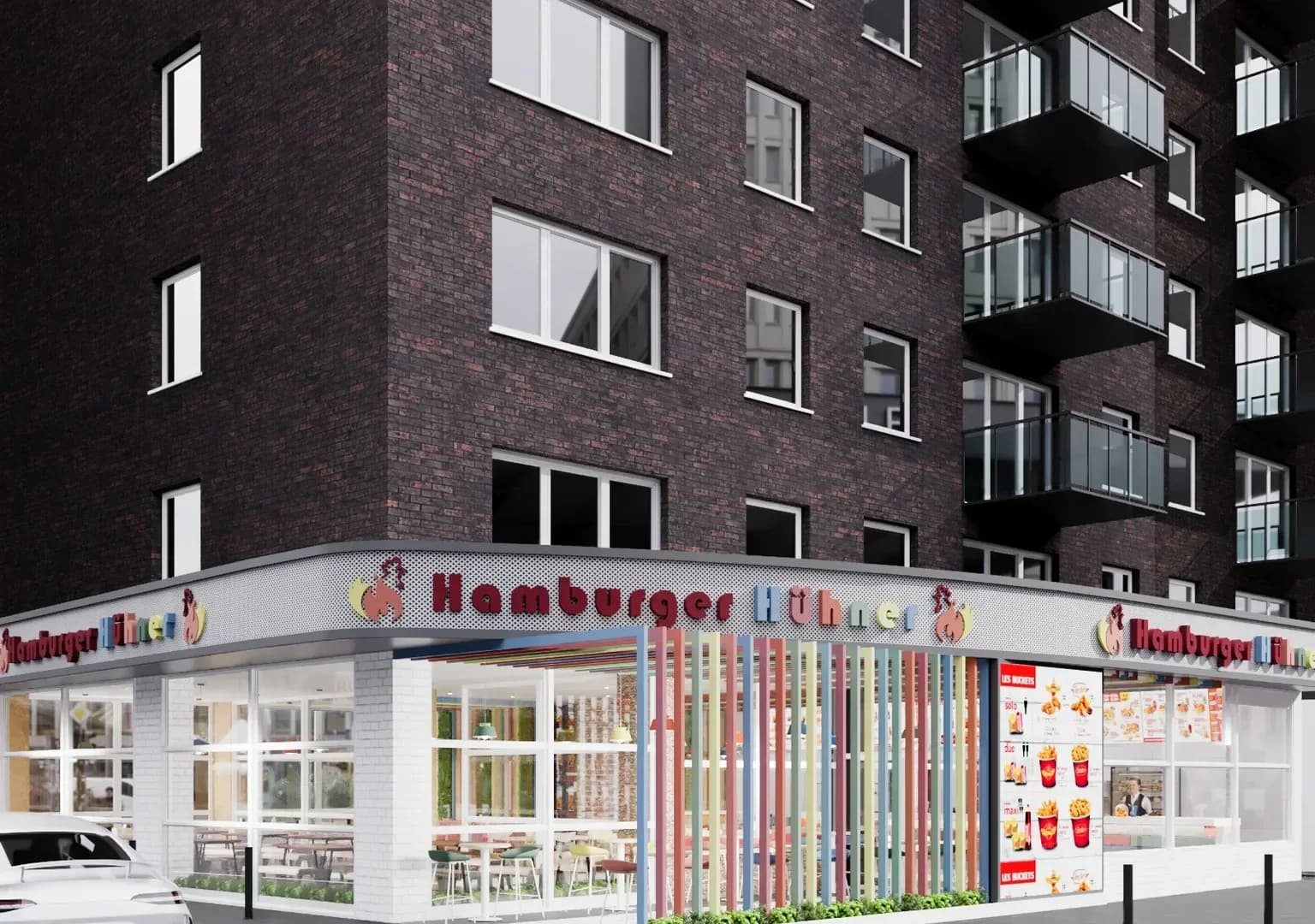 View of Schulterblatt Restaurant in Hamburg, Germany